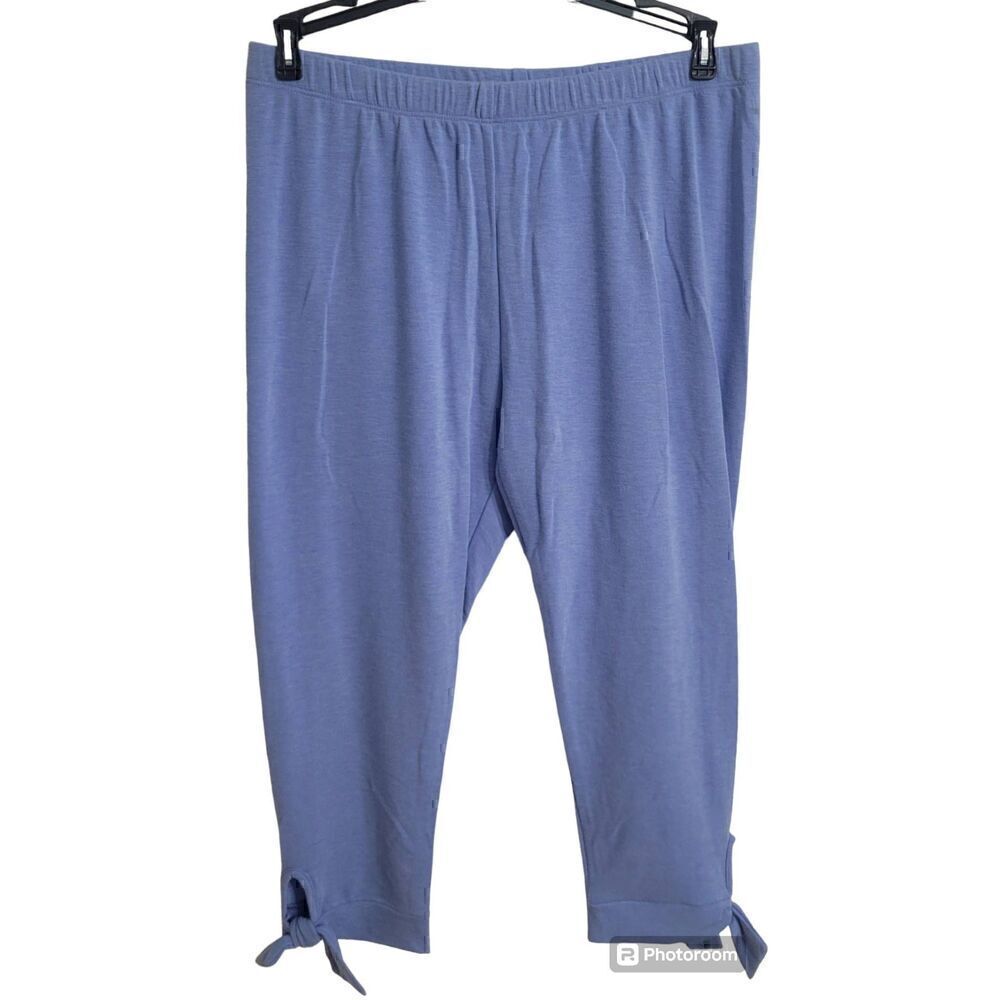 Serengeti Women's Tied Cropped Lounge Pants Blue Sz L New Lounge Casual Active